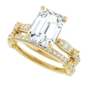 Rings 10K Yellow 9x7 mm Emerald Engagement Ring Mounting