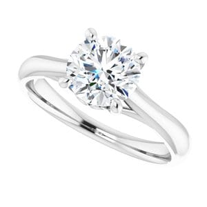 Rings 14K White 7 mm Round Solitaire Engagement Ring Mounting