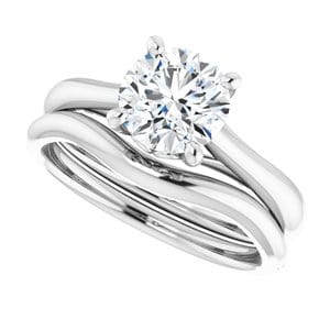 Rings 14K White 7 mm Round Solitaire Engagement Ring Mounting