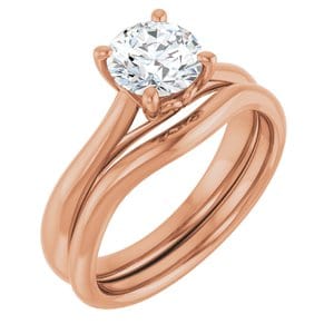 Rings 14K Rose 6.5 mm Round Solitaire Engagement Ring Mounting