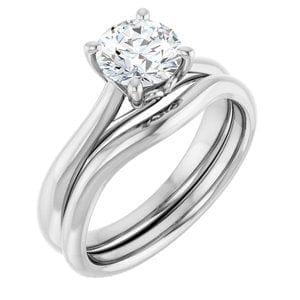 Rings 14K White 6.5 mm Round Solitaire Engagement Ring Mounting