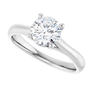Rings 14K White 6.5 mm Round Solitaire Engagement Ring Mounting