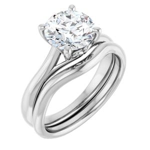 Rings 14K White 8 mm Round Solitaire Engagement Ring Mounting