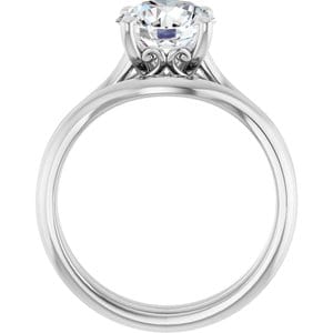 Rings 14K White 8 mm Round Solitaire Engagement Ring Mounting
