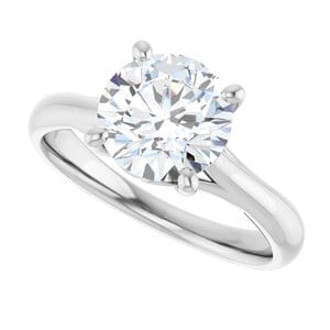 Rings 14K White 8 mm Round Solitaire Engagement Ring Mounting