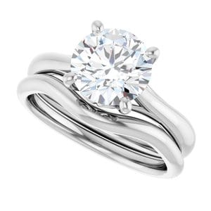 Rings 14K White 8 mm Round Solitaire Engagement Ring Mounting