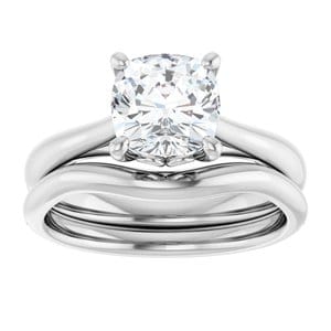 Rings 14K White 7 mm Cushion Solitaire Engagement Ring Mounting