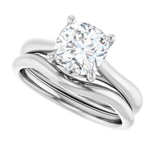 Rings 14K White 7 mm Cushion Solitaire Engagement Ring Mounting