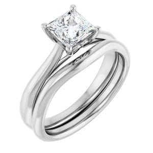 Rings 14K White 5.5 mm Square Solitaire Engagement Ring Mounting