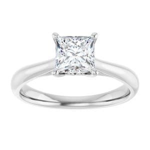 Rings 14K White 5.5 mm Square Solitaire Engagement Ring Mounting