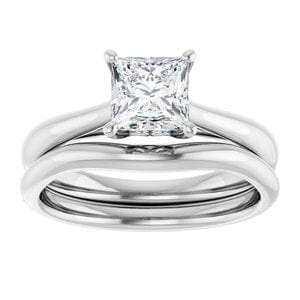 Rings 14K White 5.5 mm Square Solitaire Engagement Ring Mounting