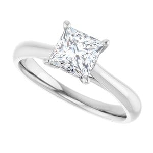 Rings 14K White 5.5 mm Square Solitaire Engagement Ring Mounting