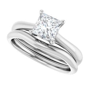 Rings 14K White 5.5 mm Square Solitaire Engagement Ring Mounting