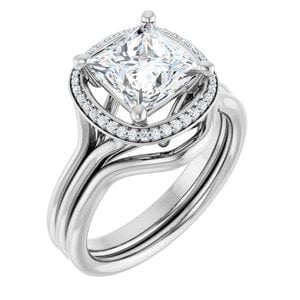 Rings 14K White 7 mm Square Engagement Ring Mounting