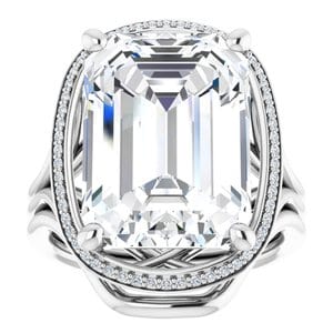Rings 14K White 15x11 mm Emerald Engagement Ring Mounting