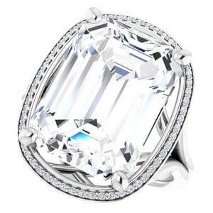 Rings 14K White 15x11 mm Emerald Engagement Ring Mounting