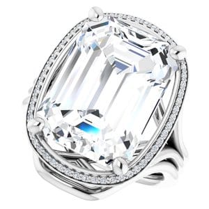 Rings 14K White 15x11 mm Emerald Engagement Ring Mounting