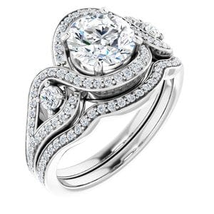 Rings 14K White 7 mm Round Engagement Ring Mounting