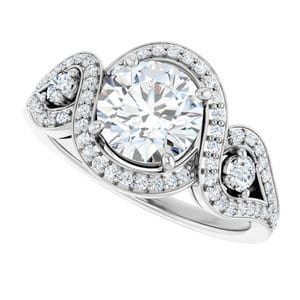 Rings 14K White 7 mm Round Engagement Ring Mounting