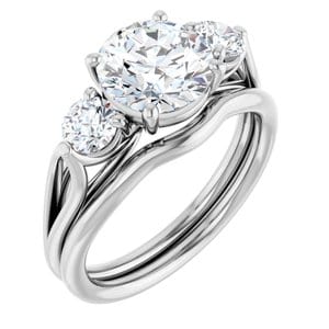Rings 14K White 8 mm Round Engagement Ring Mounting