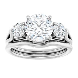 Rings 14K White 8 mm Round Engagement Ring Mounting