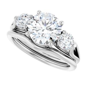 Rings 14K White 8 mm Round Engagement Ring Mounting