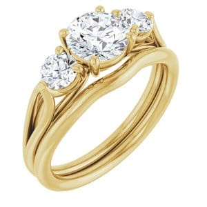 Rings 14K Yellow 6.5 mm Round Engagement Ring Mounting