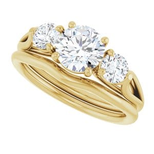 Rings 14K Yellow 6.5 mm Round Engagement Ring Mounting