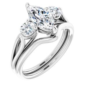 Rings 14K White 10x5 mm Marquise Engagement Ring Mounting