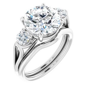 Rings 14K White 10 mm Round Engagement Ring Mounting