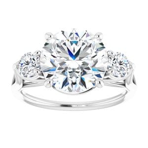 Rings 14K White 10 mm Round Engagement Ring Mounting