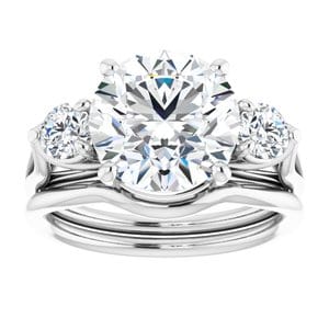 Rings 14K White 10 mm Round Engagement Ring Mounting