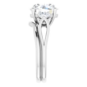 Rings 14K White 10 mm Round Engagement Ring Mounting