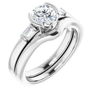 Rings 14K White 5.8 mm Round Half Bezel Engagement Ring Mounting