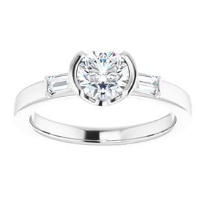 Rings 14K White 5.8 mm Round Half Bezel Engagement Ring Mounting
