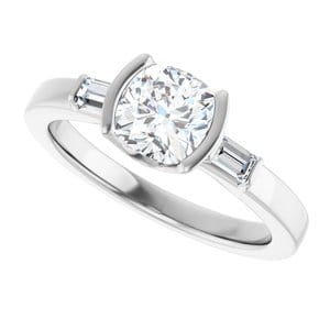 Rings 14K White 6 x 6 mm Cushion Half Bezel Engagement Ring Mounting