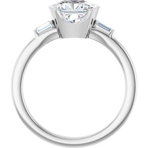 Rings 14K White 7 x 7 mm Cushion Half Bezel Engagement Ring Mounting