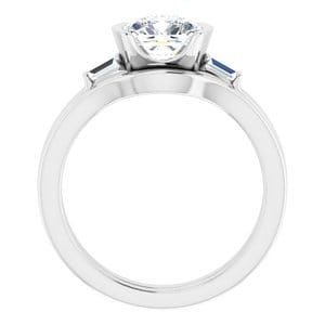 Rings 14K White 7 x 7 mm Cushion Half Bezel Engagement Ring Mounting