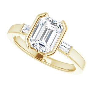 Rings 14K Yellow 8 x 6 mm Emerald Half Bezel Engagement Ring Mounting