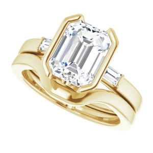 Rings 14K Yellow 9 x 7 mm Emerald Half Bezel Engagement Ring Mounting