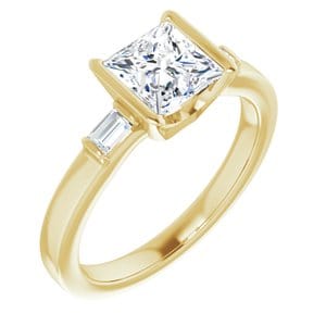 Rings 14K Yellow 6 x 6 mm Square Half Bezel Engagement Ring Mounting