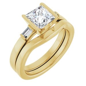 Rings 14K Yellow 6 x 6 mm Square Half Bezel Engagement Ring Mounting