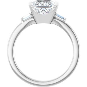 Rings 14K White 7 x 7 mm Square Half Bezel Engagement Ring Mounting