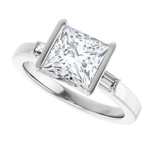 Rings 14K White 7 x 7 mm Square Half Bezel Engagement Ring Mounting
