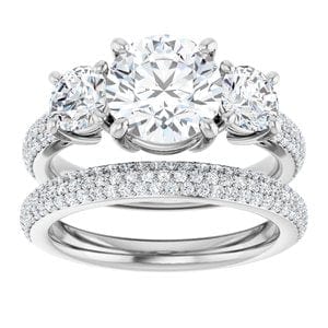 Rings 14K White 8 mm Round Engagement Ring Mounting
