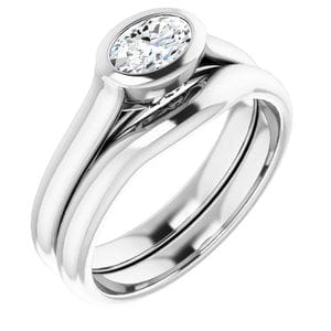 Rings 14K White 6x4 mm Oval Engagement Ring Mounting