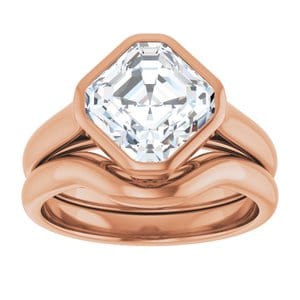 Rings 10K Rose 8 mm Asscher Engagement Ring Mounting