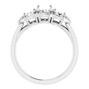 Rings 14K White 5.2 mm Round Three-Stone Halo-Style Engagement Ring Mounting