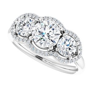 Rings 14K White 6 mm Round Engagement Ring Mounting