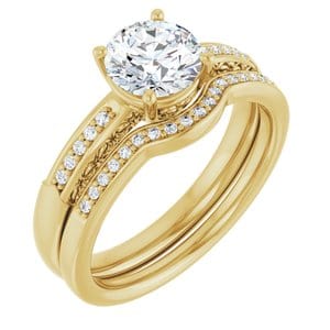 Rings 10K Yellow 6.5 mm Round Engagement Ring Mounting